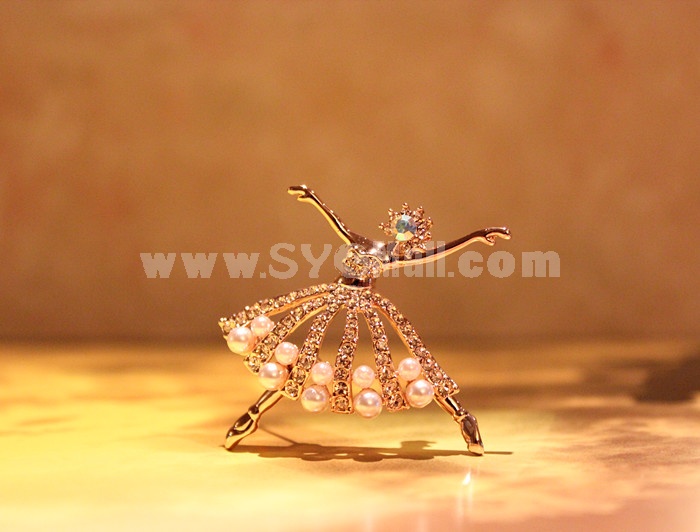 Ballerina Style Crystal Pearl Brooch with SWAROVSKI Elements