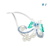 Wholesale - Crystal Pearl Blossoms/Butterfly Hairpin with SWAROVSKI Elements (9390)