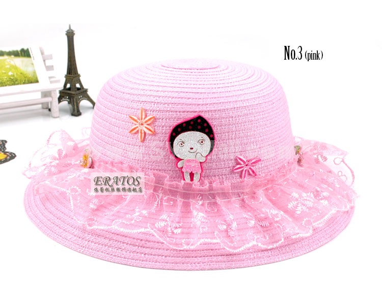 Eratos Cute Little Girl Pattern Strawhat with Lace Hems (CM27)