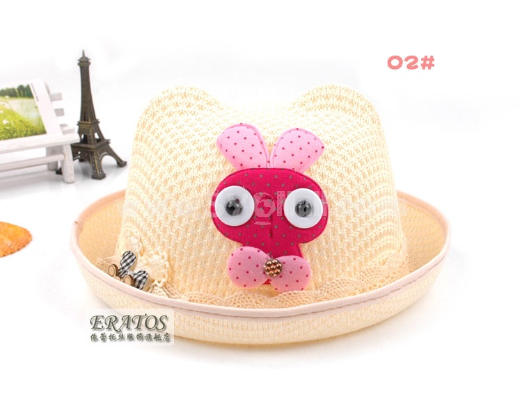 Eratos Cute Rabbit Pattern Strawhat with Curling (CM29)