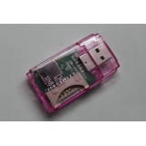 Wholesale - 4 in 1 USB 2.0 Memory Card Reader Multi-Function Pink Purple Transparent 