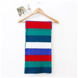 Wholesale - Rainbow Contrast Color Double Sides Knitted Scarf