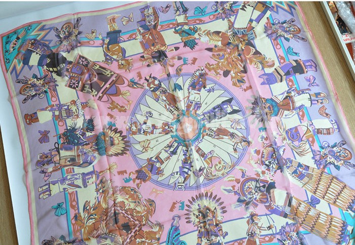 Sky Wheel Pattern Real Silk Wrapping Scarf