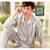 Wholesale - SHIRLEY Artifical Silk Lapel Long Sleeve Casual Pajamas