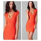 Wholesale - HERVE LEGER Slim Bandage Party Dress Orange