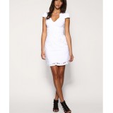 Wholesale - Karen Millen V Neck Embroidery Dress white DJ084