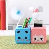 Wholesale - Mini Fan Cartoon Box Style USB Battery Powered Portable (K1109)