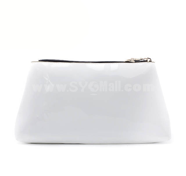 Glossy Patent Leather Cosmetic Bag Black/White