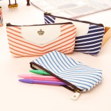 Wholesale - Cute Canvas Pencil Crown Logo & Stripes Cartoon Pencil Stationery Bag (W2150)