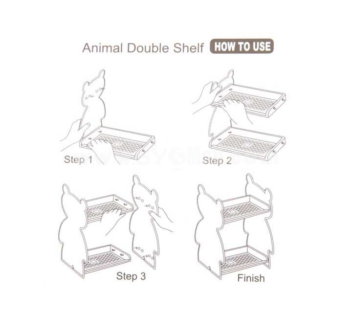 Desktop Storage Box Cartoon Animal Double-Layer ABS (E9094) 