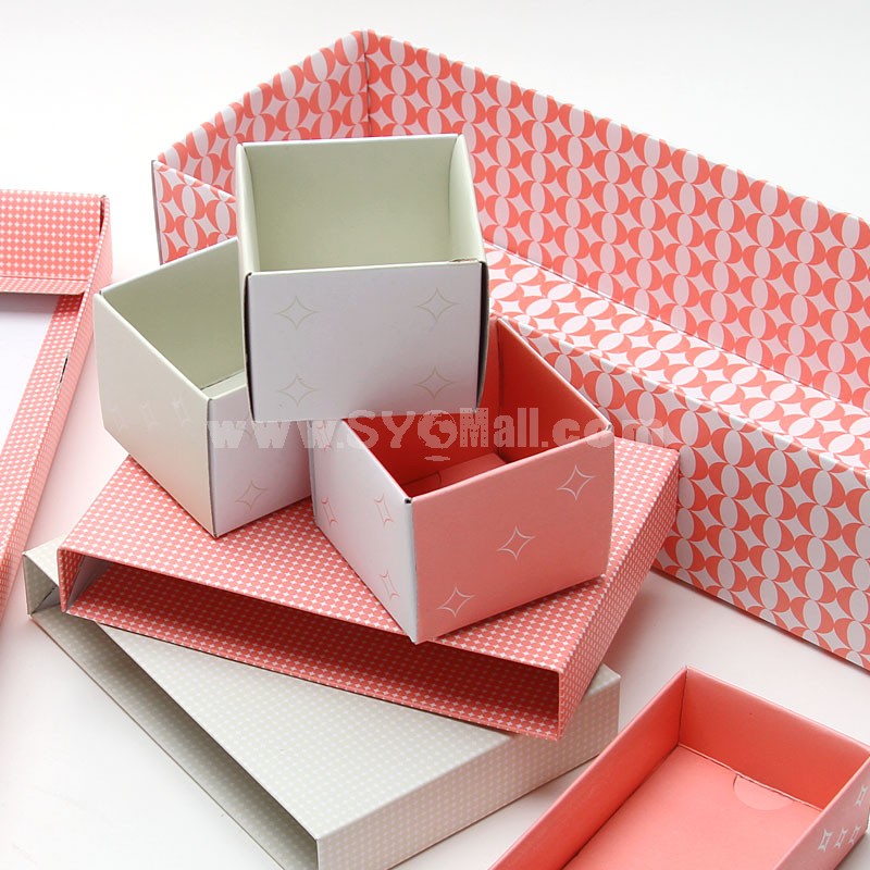 Desktop Storage Box 7 Cells Multifunctional Pink Paper (SN1102)