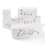 Wholesale - Carved Storage Box for Power Cord Wood White (K0802)