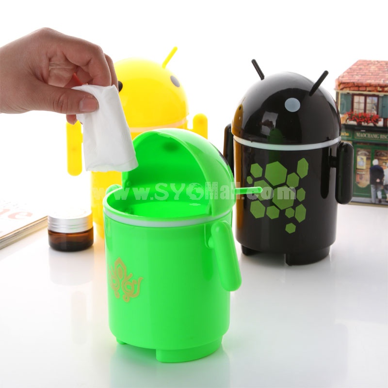 Android Robot Design Desktop Storage Can Trash Can (K0939)