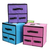 Wholesale - Storage Box with Three Drawers Lovely White&Black Design Non-Woven Fabric (SN1225)