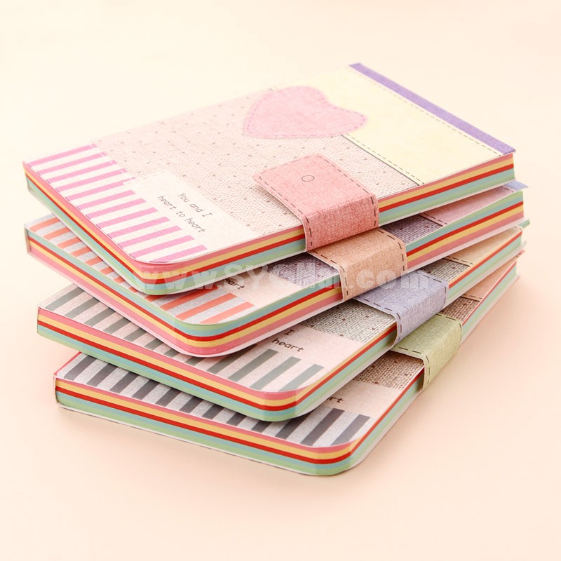 Mini Notebook Notepad Heart&Fabric Style 4-Pack (W2134)