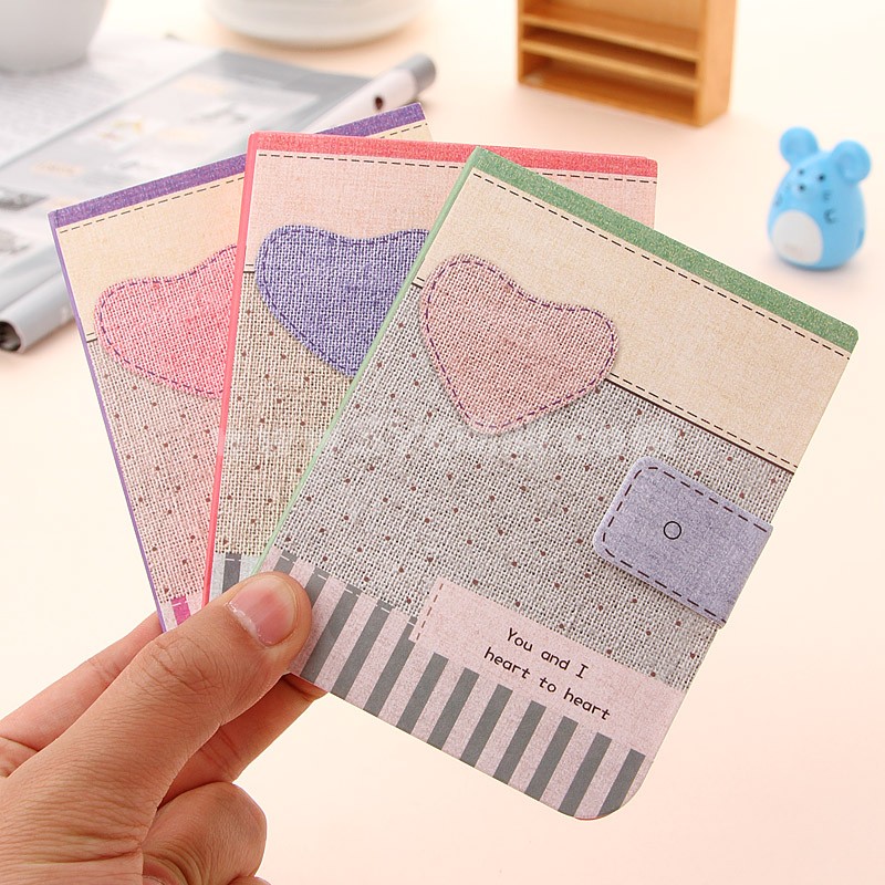 Mini Notebook Notepad Heart&Fabric Style 4-Pack (W2134)