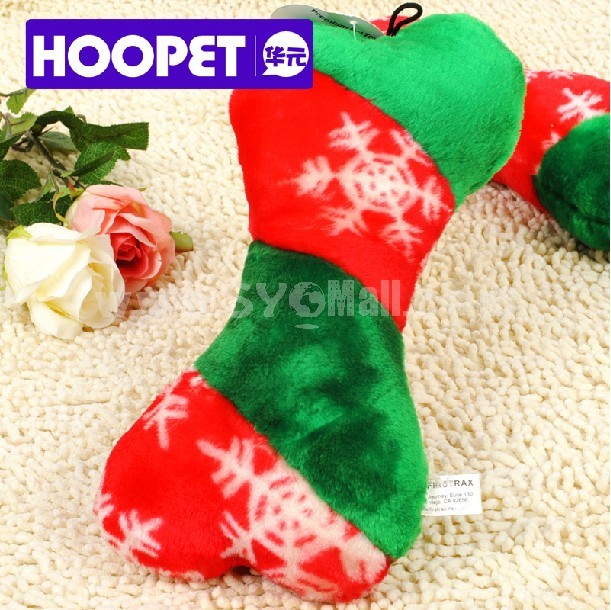 HOOPET Christmas Theme Bone Shaped Plush Toy for Dog