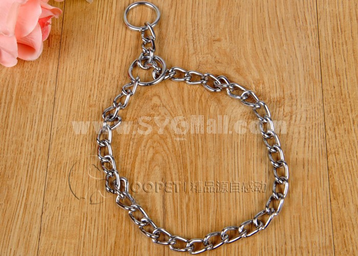 Mental Chain Dog Collar with Leash for Middle-sized/Large Dogs Man-made Leather Handle