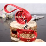 Wholesale - Fashion Design PU Dog Leash with Collar for Middle-sized Dogs