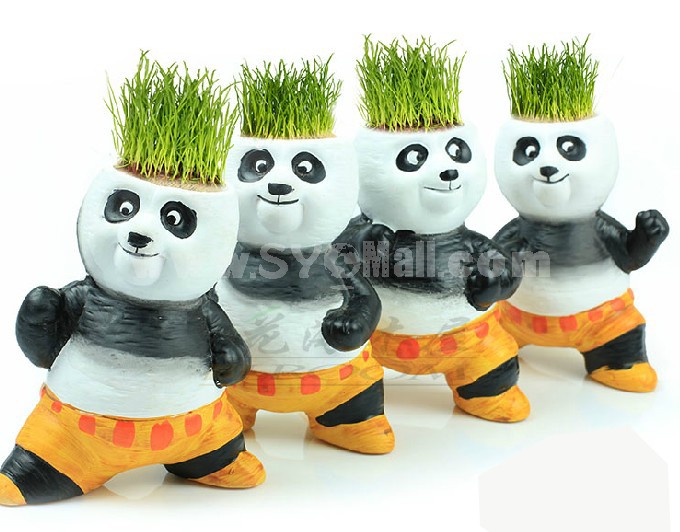 Vogue Horticulture DIY Mini Green Plant Kung Fu Panda Ceramic Stand Pattern Plant 