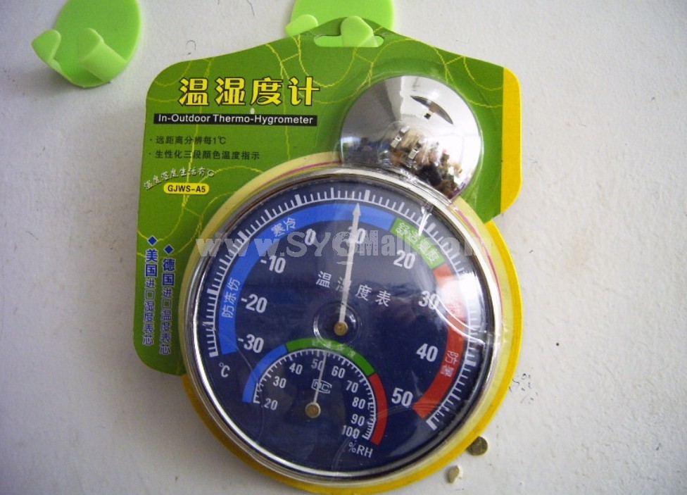 Blue Thermometer Hygrometer Used in Bathroom