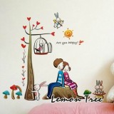 Wholesale - LEMON TREE Removable Wall Stickers Lovers and Tree 39*27 in