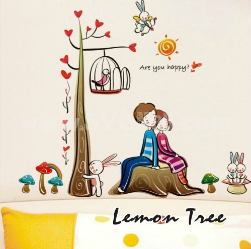 LEMON TREE Removable Wall Stickers Lovers and Tree 39*27 in