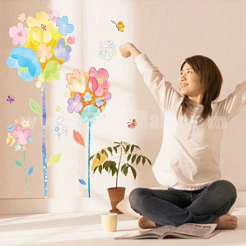 LEMON TREE Removable Wall Stickers Colored Cartoon Trees for Children Room 31*43 in