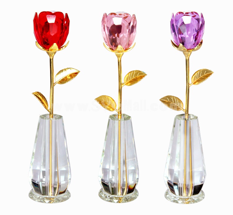 Creative Crystal Rose Shaped Craft for Home Decoration