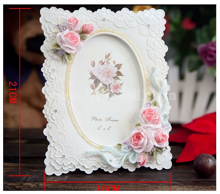 Pink Rose Oval Photo Frame