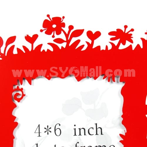 Chinese Paper-Cut Element Photo Frame - Red Metal Flower