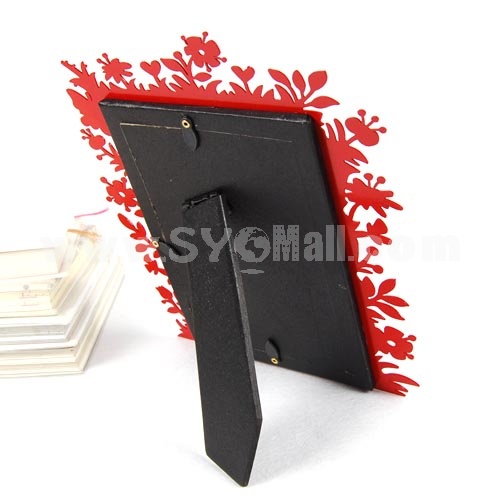 Chinese Paper-Cut Element Photo Frame - Red Metal Flower