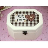 Wholesale - Vintage Brass Buckle Simple Embroidery Wood Jewelry Box Jewelry Case