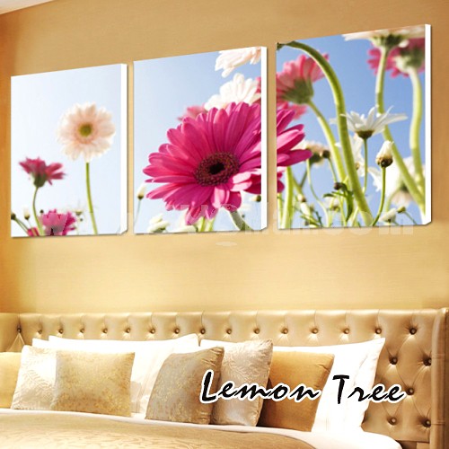 Modern Simple Style Home-super 3pcs 15mm Ply Waterproof African Daisy Wall Frameless Mural Painting Each Size 40*60cm