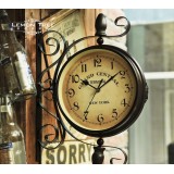 Wholesale - European Style Vintage Double Dail Iron Clock Pattern Family Artware 