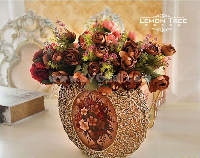European Style Ceramic Flower Vase Pattern Family Artware 