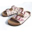 Red Feathers Printing 2 Buckles PU Leather Corkwood Sandals