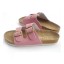 Pink 2 Buckles Nubuck Leather Corkwood Sandals