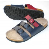 Wholesale - Red and Blue 3 Buckles PU Leather Corkwood Sandals