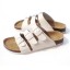 White 3 Buckles PU Leather Corkwood Sandals