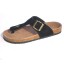 Black Flip-flop Nubuck Leather Corkwood Sandals