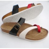 Wholesale - PU Leather Corkwood Sandals Roman Sandals Red White and Black
