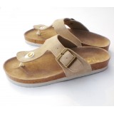 Wholesale - Cream Flip-flop Nubuck Leather Corkwood Sandals