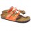 Orange and White Color Matching 2 Buckles Flip-flop Corkwood Sandals