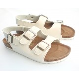 Wholesale - White 3 Buckles Corkwood Sandals