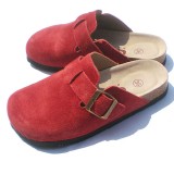 Wholesale - Solid-Red Full-head Nubuck Leather Corkwood Sandals