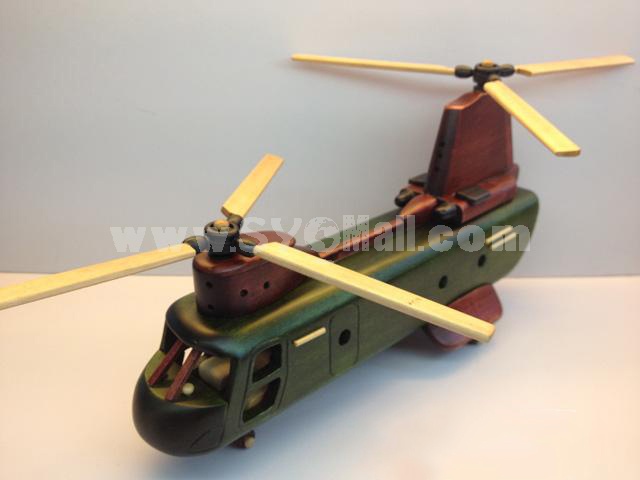 Handmade Wooden Decorative Home Accessory Vintage Helicopter Model 
