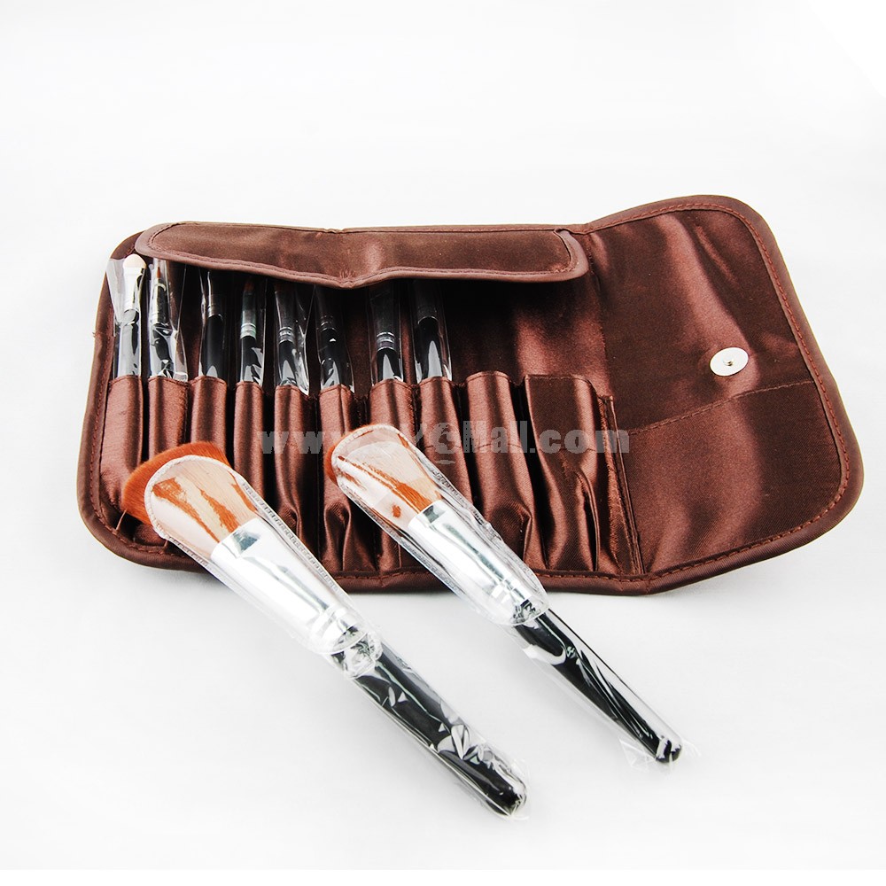 10pcs Professional Nylon Hair Comestic Brushes Makeup Set Soft Bag Free Shipping