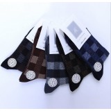 Wholesale - Summer Thin Gird Cotton Business Casual Men's Long Socks Wholesale 10Pairs/Lot One Color