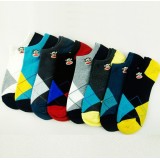 Wholesale - Classic Diamond Pattern Summer Men's Invisible Soild Color Boat Socks 10 Pairs/Lot One Color